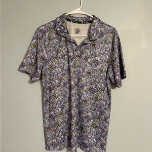 Tek Gear Men's Paisley Button Down Shirt - Purple and Gold